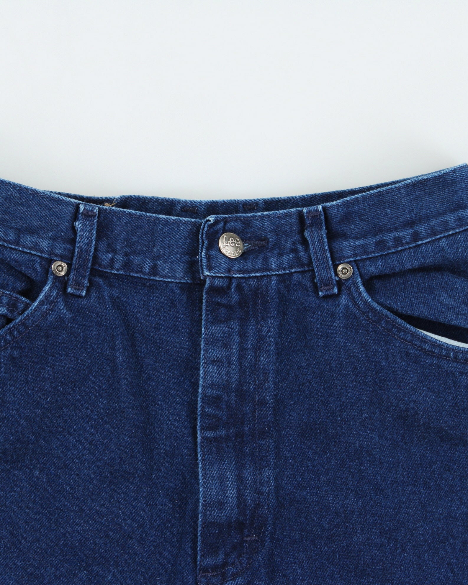 Vintage 1970s Lee Women's High-Rise Indigo Denim Union Made In USA Frayed Mini Shorts - W28