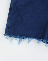 Vintage 1970s Lee Women's High-Rise Indigo Denim Union Made In USA Frayed Mini Shorts - W28