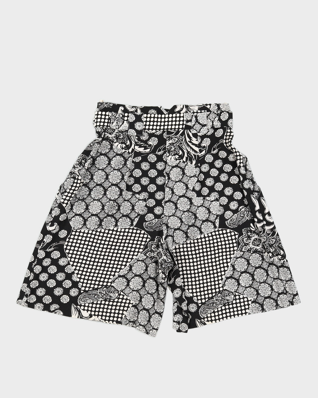 Vintage 1990s High Waist Black and White Patchwork Pattern Shorts - S