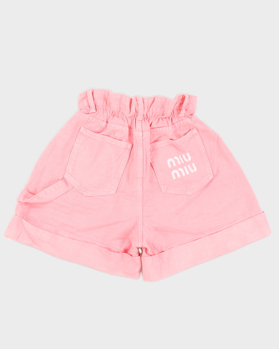 Miu Miu Pink High Waist Denim Shorts L Rokit