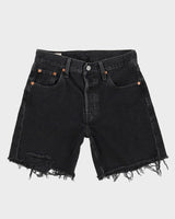 Levi's 501 Faded Black Raw Hem Denim Shorts - W25