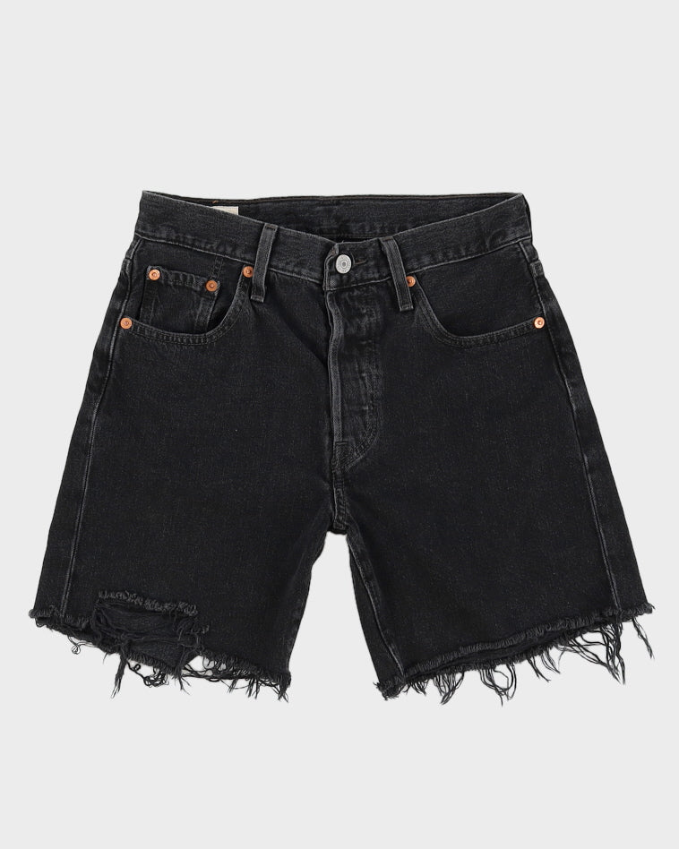 Levi's 501 Faded Black Raw Hem Denim Shorts - W25