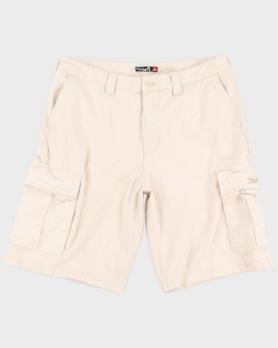 Y2K 00s Quiksilver Cream Cargo Shorts - W36
