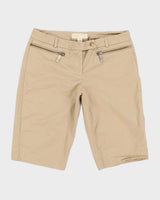 Michael By Michael Kors Fitted Beige Shorts With Zip Front - W30