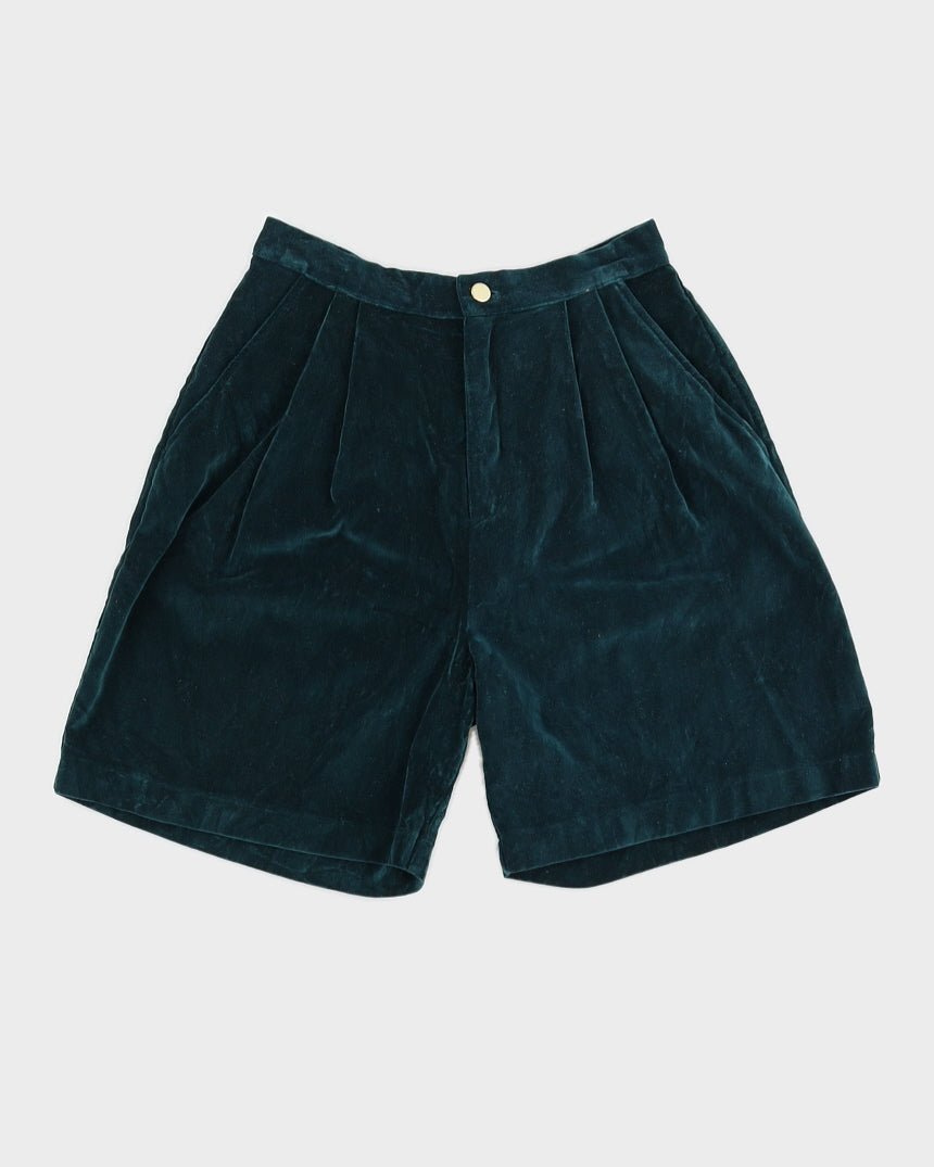 Vintage 90s Green High Waisted Velour Shorts - W26