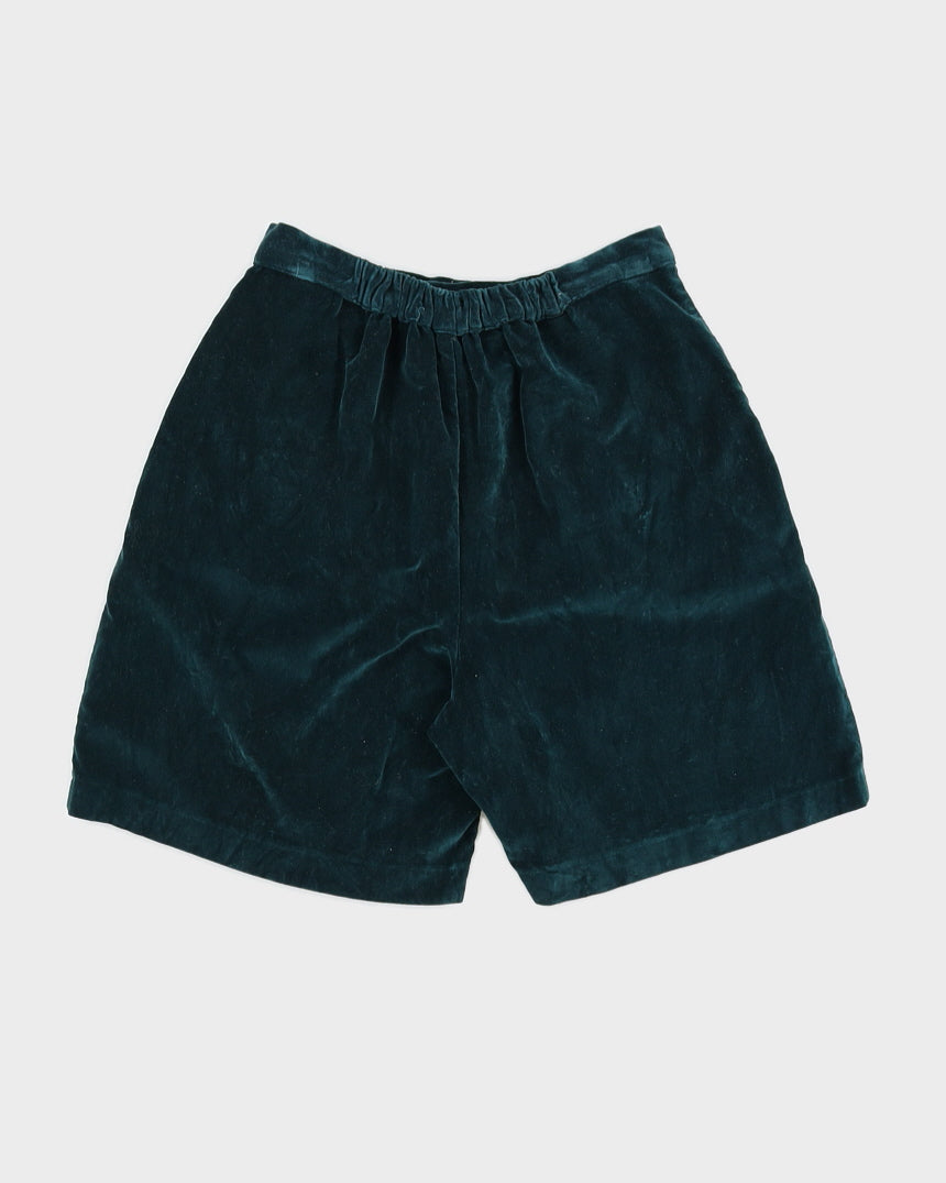 Vintage 90s Green High Waisted Velour Shorts - W26