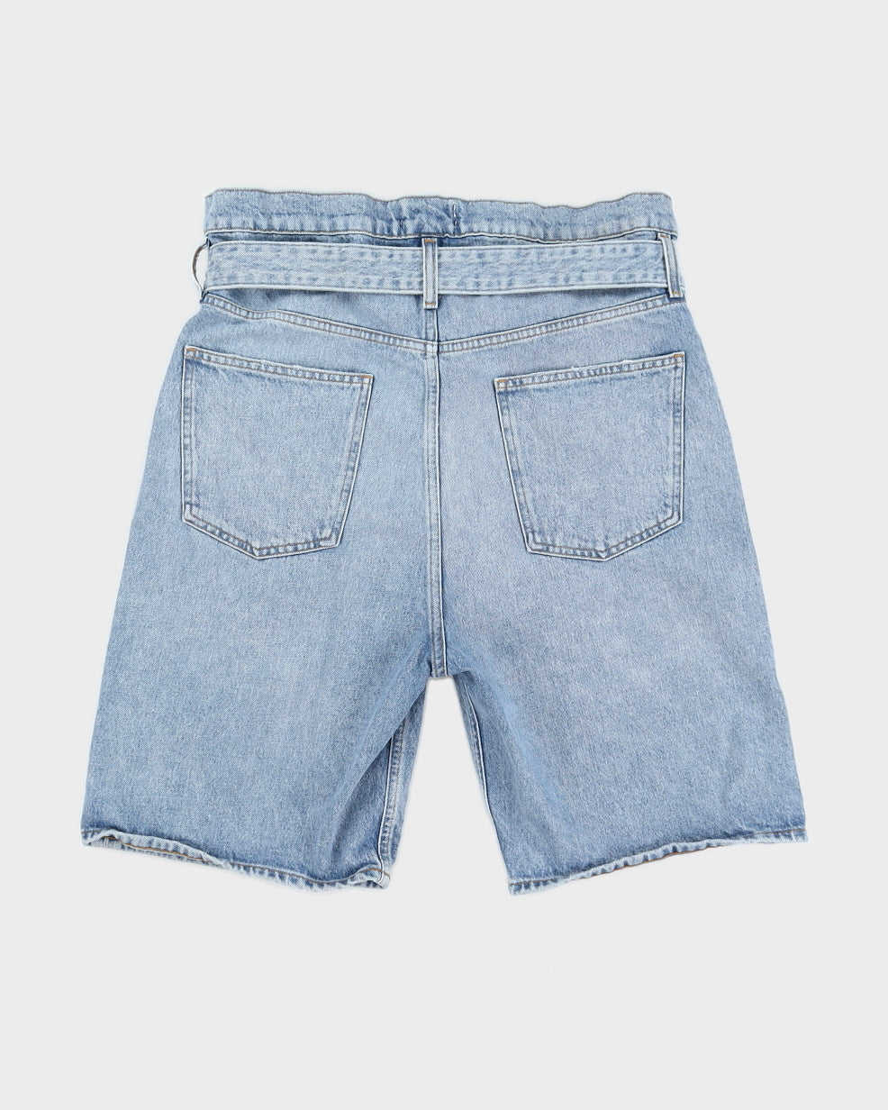 Agolde Pleated Belted Jean Shorts - S