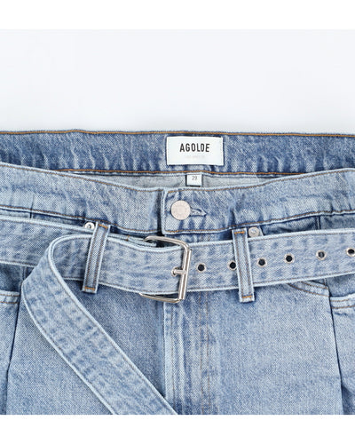 Agolde Pleated Belted Jean Shorts - S