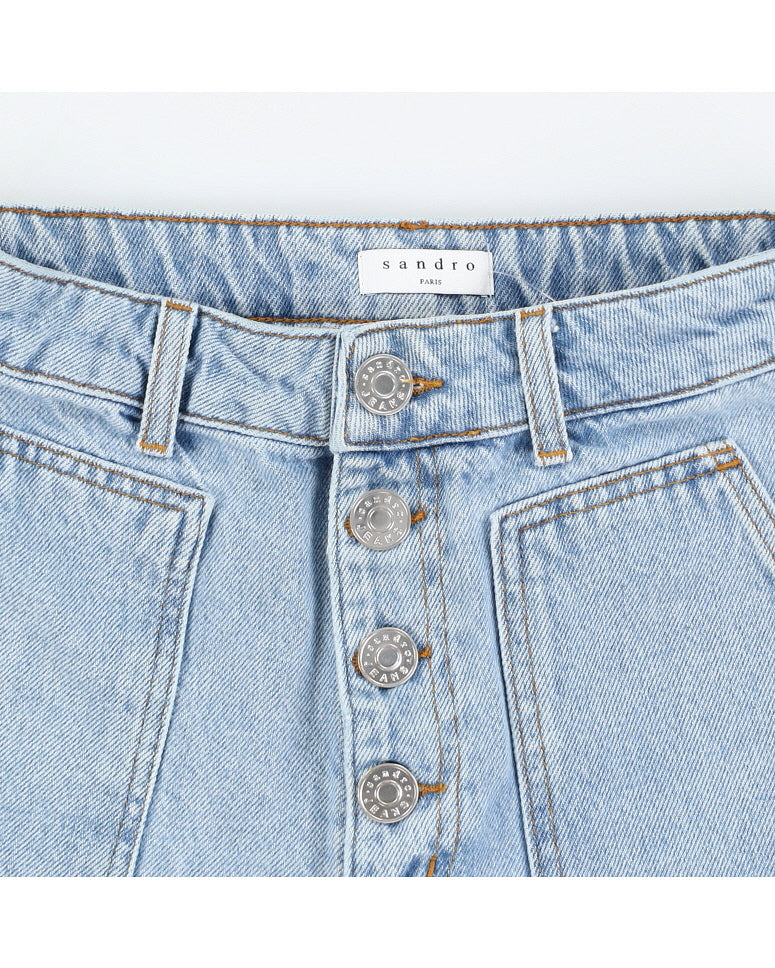 Sandro High Waisted Denim Shorts - XS