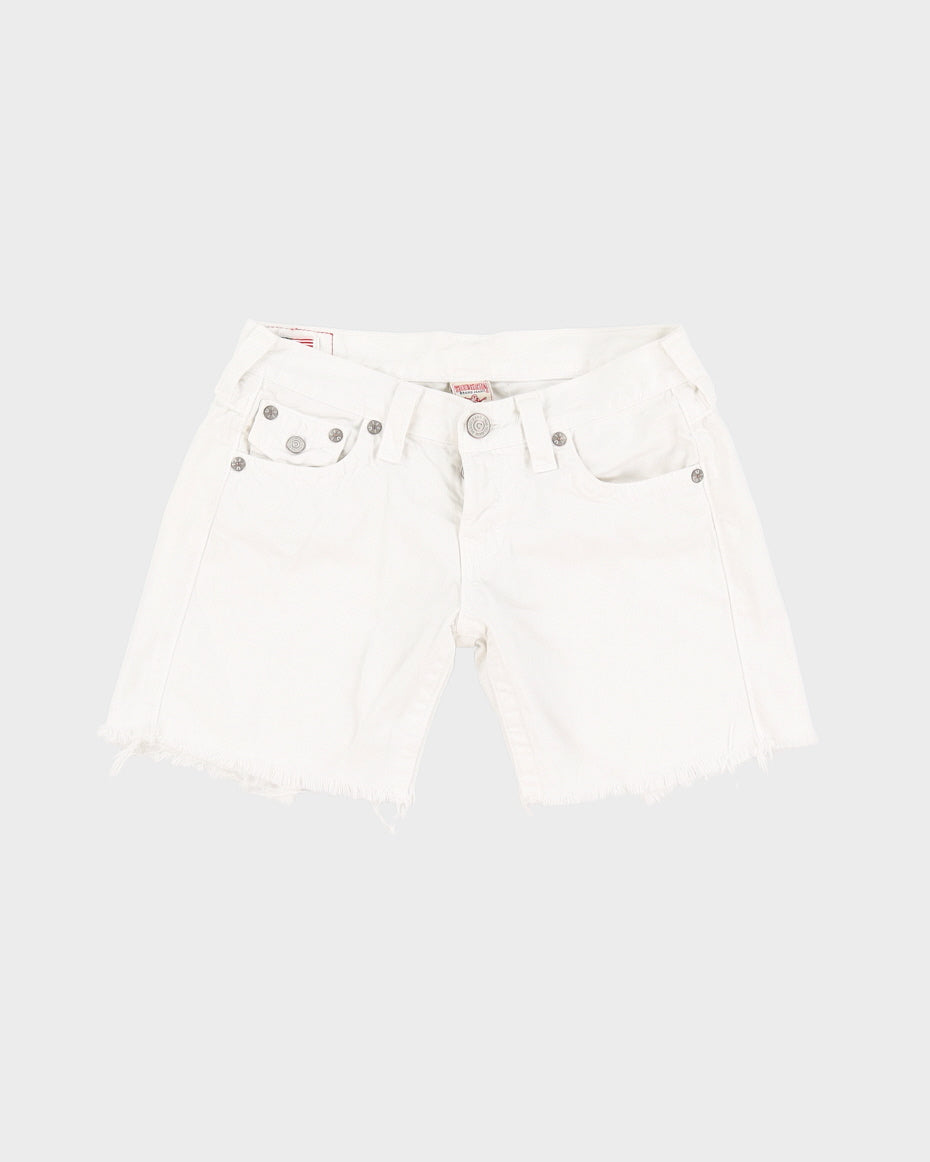 Y2K 00s True Religion White Denim Cut Offs - W26