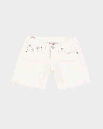Y2K 00s True Religion White Denim Cut Offs - W26