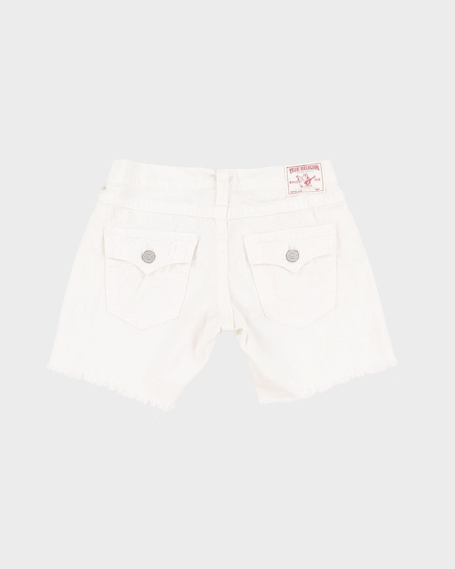 Y2K 00s True Religion White Denim Cut Offs - W26