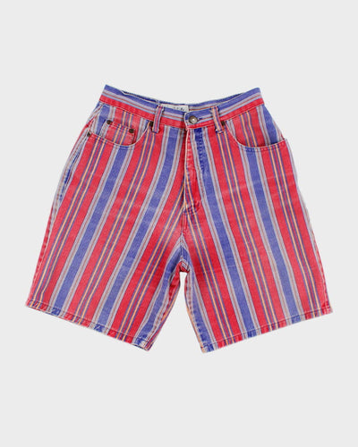 Vintage 80s B.H.D.C. Colourful Striped Denim Shorts - W27