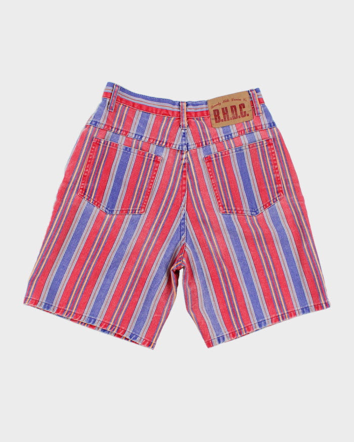 Vintage 80s B.H.D.C. Colourful Striped Denim Shorts - W27