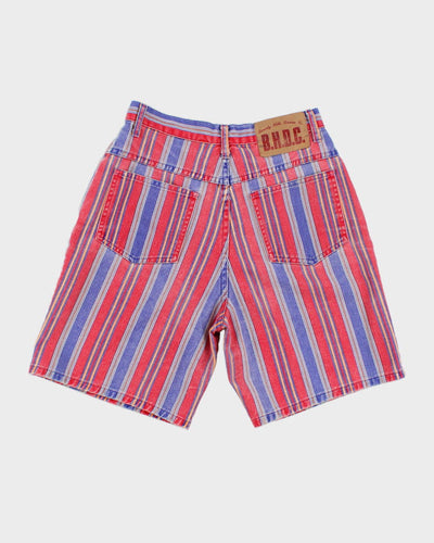 Vintage 80s B.H.D.C. Colourful Striped Denim Shorts - W27