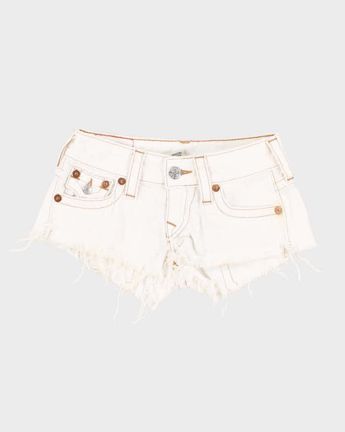 Vintage Y2k 00s True Religion White Denim Mini Shorts - W24