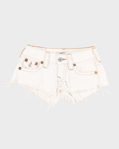 Vintage Y2k 00s True Religion White Denim Mini Shorts - W24