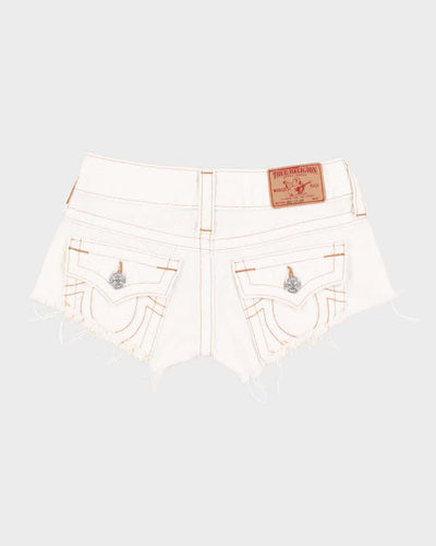 Vintage Y2k 00s True Religion White Denim Mini Shorts - W24