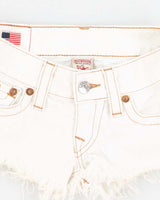 Vintage Y2k 00s True Religion White Denim Mini Shorts - W24