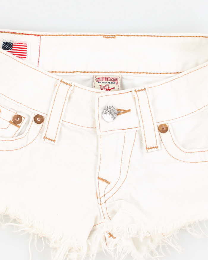 Vintage Y2k 00s True Religion White Denim Mini Shorts - W24
