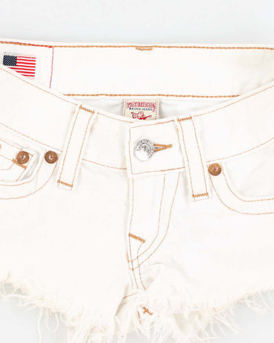 Vintage Y2k 00s True Religion White Denim Mini Shorts - W24