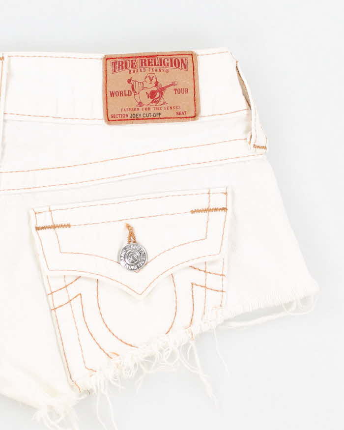 Vintage Y2k 00s True Religion White Denim Mini Shorts - W24