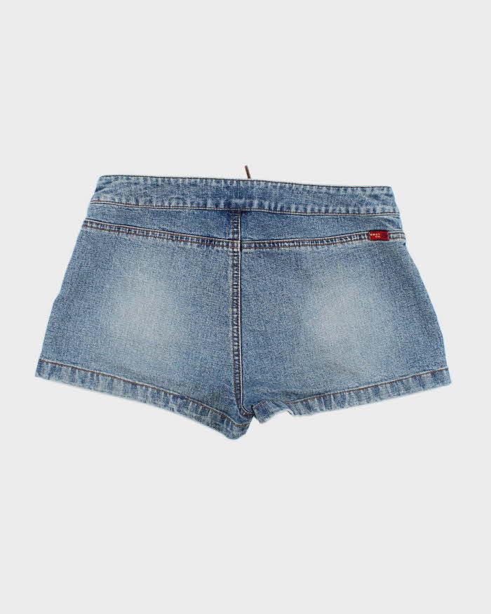 Y2k 00s Lace-Up Denim Hot Pant Shorts - S