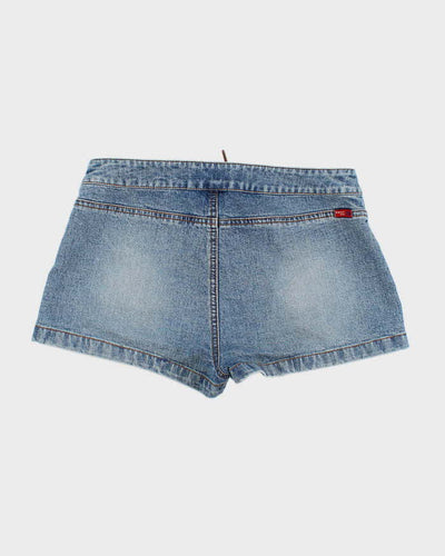 Y2k 00s Lace-Up Denim Hot Pant Shorts - S