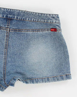 Y2k 00s Lace-Up Denim Hot Pant Shorts - S