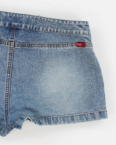 Y2k 00s Lace-Up Denim Hot Pant Shorts - S