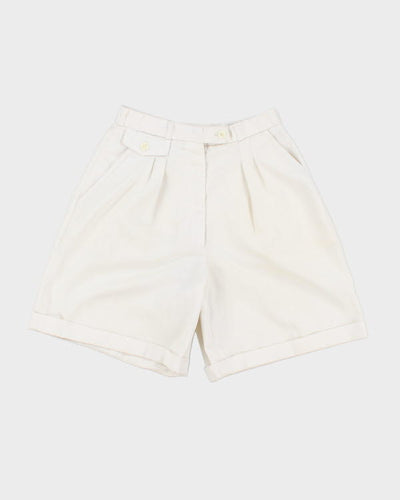 Vintage 90s Tabi International Cream Pleated High Waisted Shorts - W25