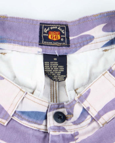Vintage 90s Route 66 Purple Camo Jean Shorts - S