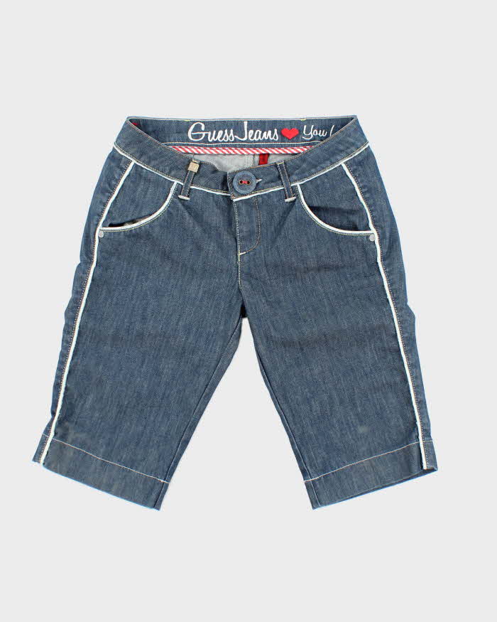 Guess Jeans Denim and White Piping Jean Shorts - S