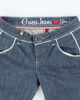 Guess Jeans Denim and White Piping Jean Shorts - S