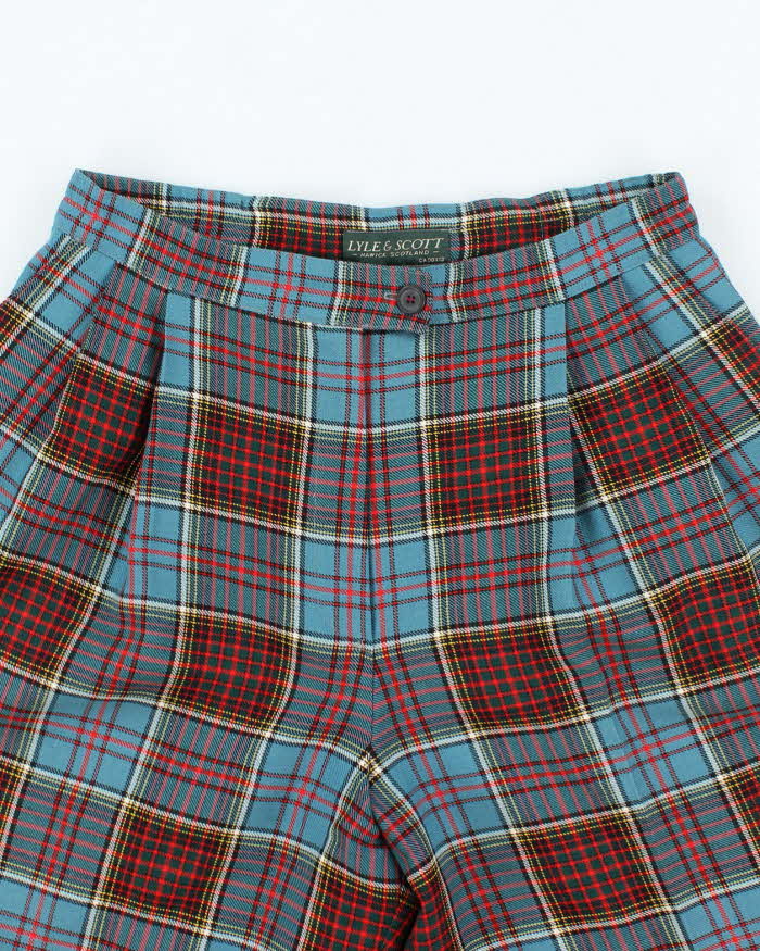 Vintage 80's Lyle &amp; Scott Wool Tartan Print Shorts - W28 L9