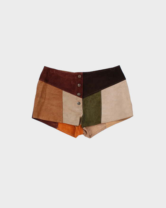 Vintage 1990s Women's Patchwork Suede Hot Pant Shorts - W30