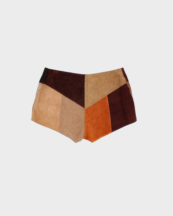Vintage 1990s Women's Patchwork Suede Hot Pant Shorts - W30