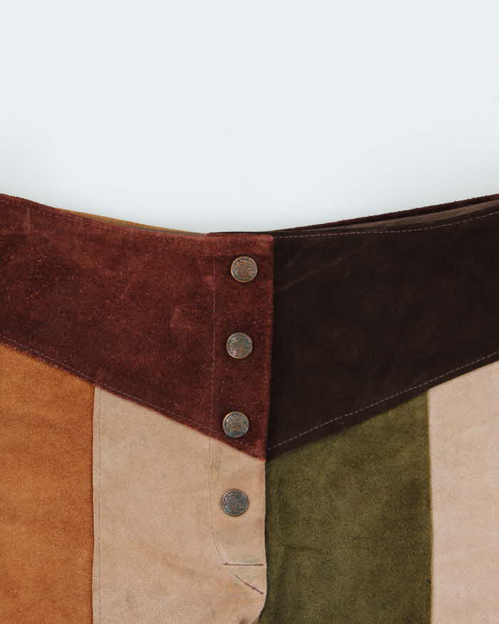 Vintage 1990s Women's Patchwork Suede Hot Pant Shorts - W30