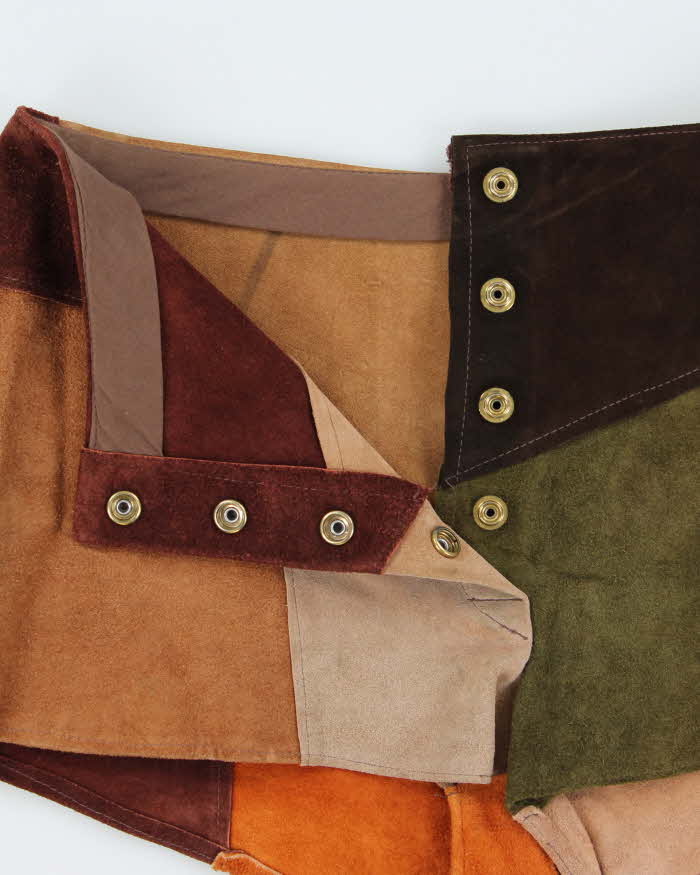 Vintage 1990s Women's Patchwork Suede Hot Pant Shorts - W30