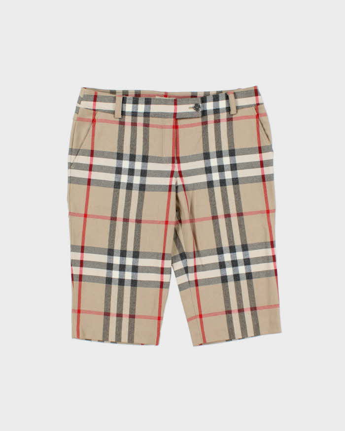 Vintage Y2K 00s Burberry Nova Check Wool Blend Knee Length Women's Shorts - W34 L15