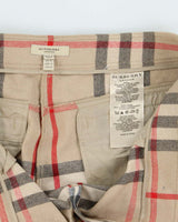 Vintage Y2K 00s Burberry Nova Check Wool Blend Knee Length Women's Shorts - W34 L15