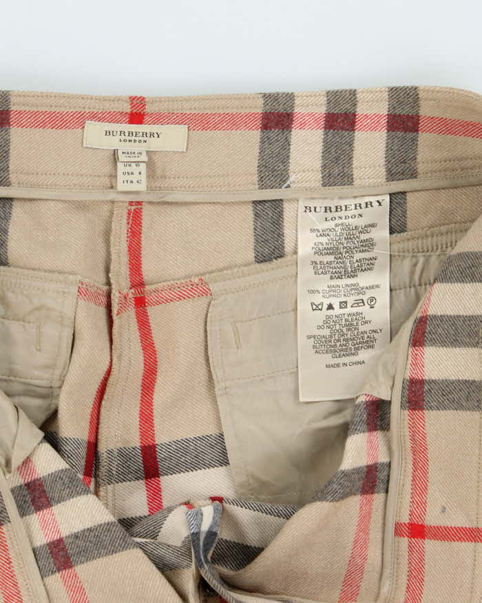 Vintage Y2K 00s Burberry Nova Check Wool Blend Knee Length Women's Shorts - W34 L15