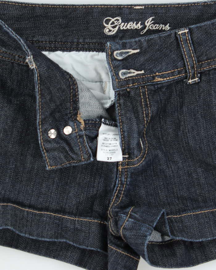 Vintage Y2K 00s Guess Women's Indigo Denim Low Rise Mini Shorts - W28