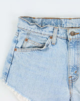 Vintage 1997 Levi's 550 Orange Tab Batwing Made In USA Mini Denim Shorts - W30