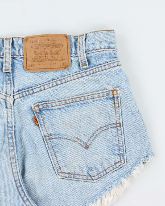Vintage 1997 Levi's 550 Orange Tab Batwing Made In USA Mini Denim Shorts - W30