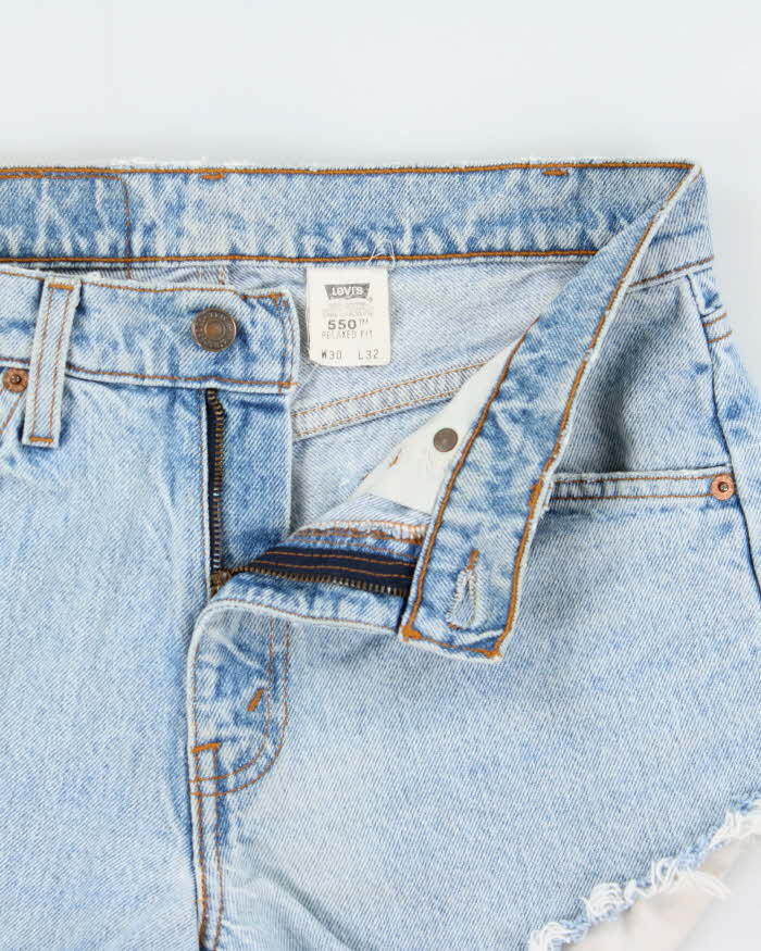 Vintage 1997 Levi's 550 Orange Tab Batwing Made In USA Mini Denim Shorts - W30