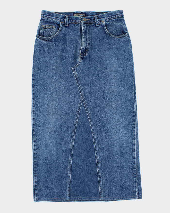 Vintage 1990s Faded Glory Made In USA Denim Maxi Skirt - M