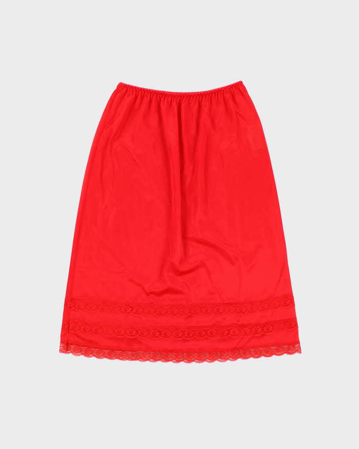 Vintage 1990s Intimate Details Lace Trim Semi Sheer Slip Skirt - S