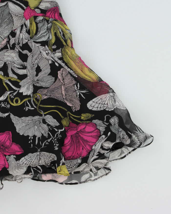 Vintage Y2k 2000s Betsy Johnson Floral Silk Pin Hem Skirt - S