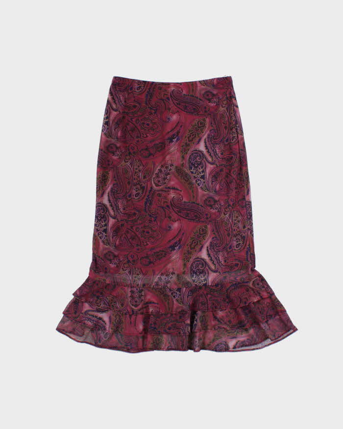 Vintage 1990s Vanilla Ville Paisley Pattern Tiered Hem SKirt - XS